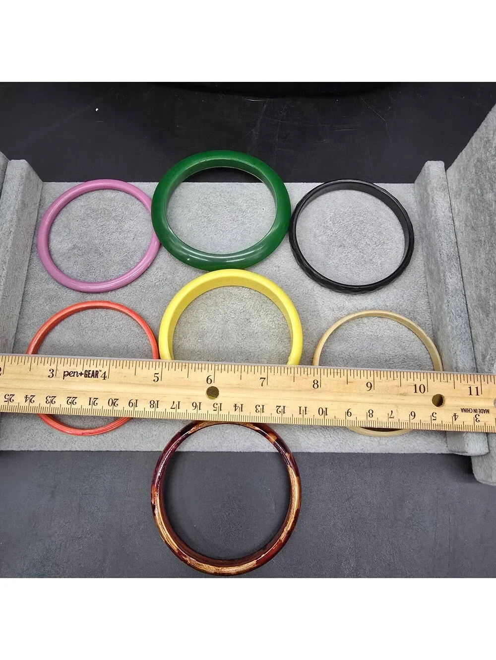 Vintage Plastic Bangle Bracelet Lot 7 Mid Century Style Lucite Acrylic Stack